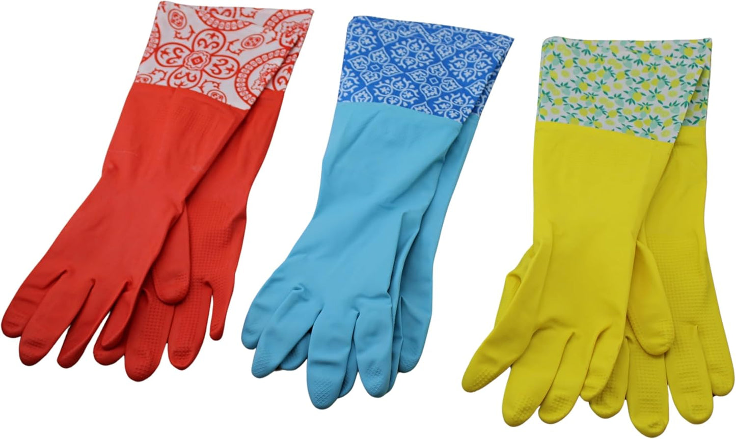 Stylish Latex Cleaning Gloves - Fancy Cuff Design