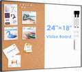 Cork Board White Board Combo 24 x 18 in - Magnetic Dry Erase & Cork