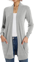 Women Lightweight Open Cardigan Sweater with Pockets - Soft Knit