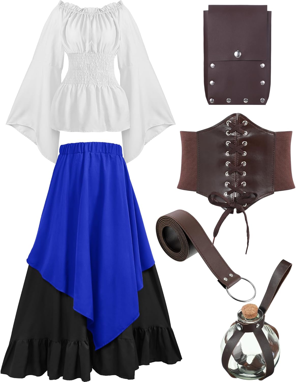 Hillban Women Medieval Renaissance Dress Costume for Halloween