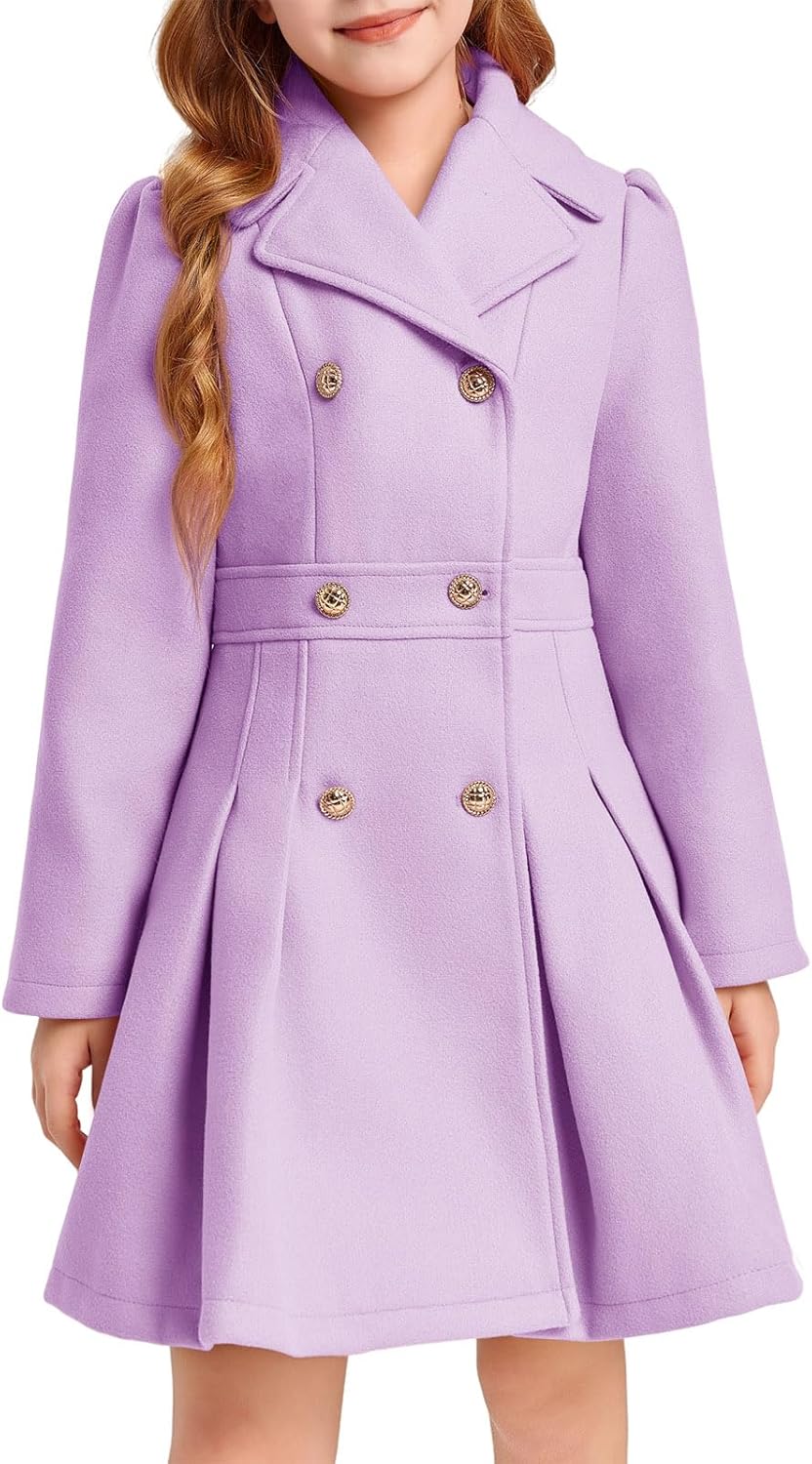 Haloumoning Girls Winter Dress Coat for Ages 5-14 Years