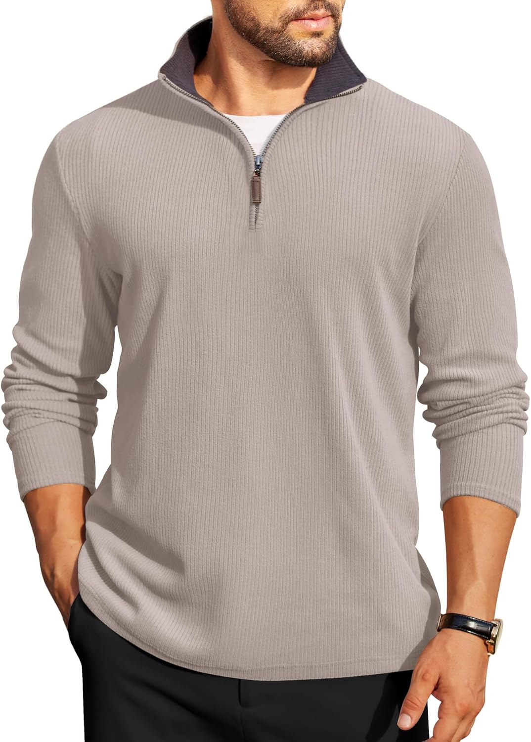 Stylish COOFANDY Mens Quarter Zip Pullover for Casual Wear