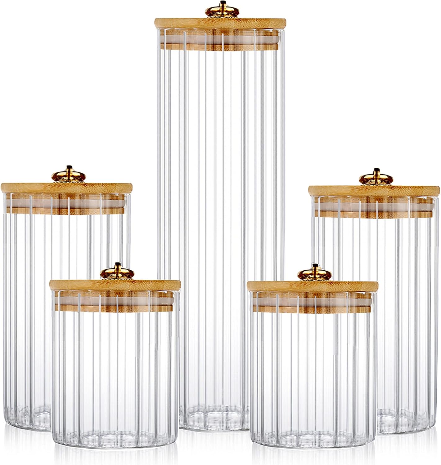 FANTESTICRYAN Glass Storage Jars Set of 5 for Kitchen Decor