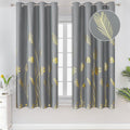 Estelar Textiler Gold Palm Leaf Blackout Curtains for Bedroom