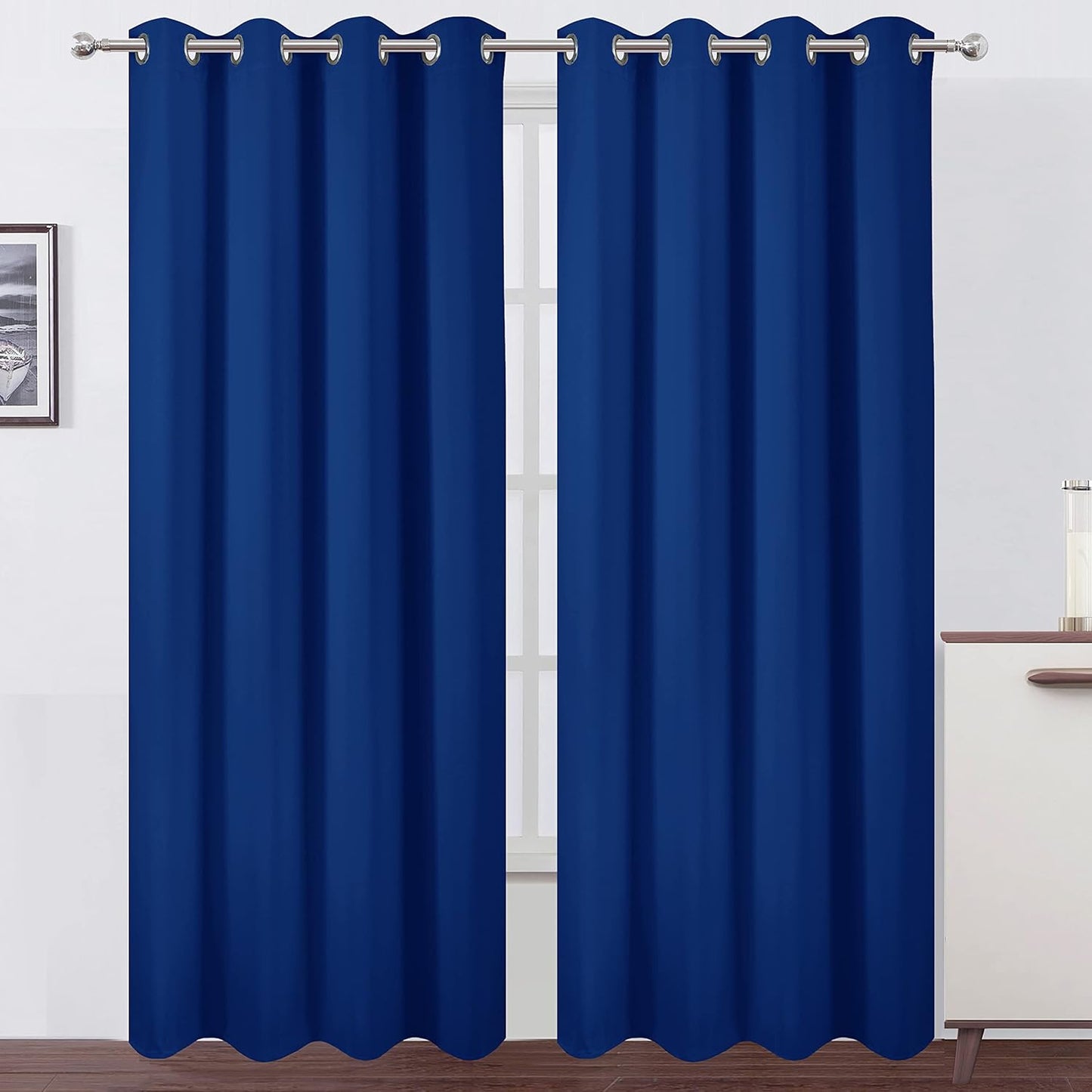 Blackout Curtains 52 x 95 inch Set of 2 Royal Blue Panels