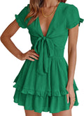 PRETTYGARDEN Women Summer Mini Short Dress - Flattering Tiered Skater