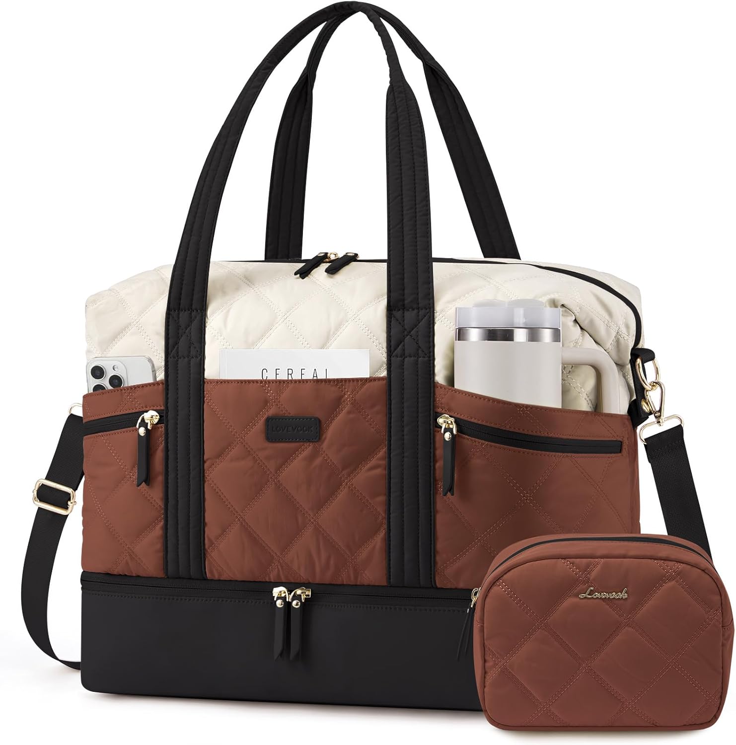 LOVEVOOK Travel Duffle Bag with Shoe Compartment for Women