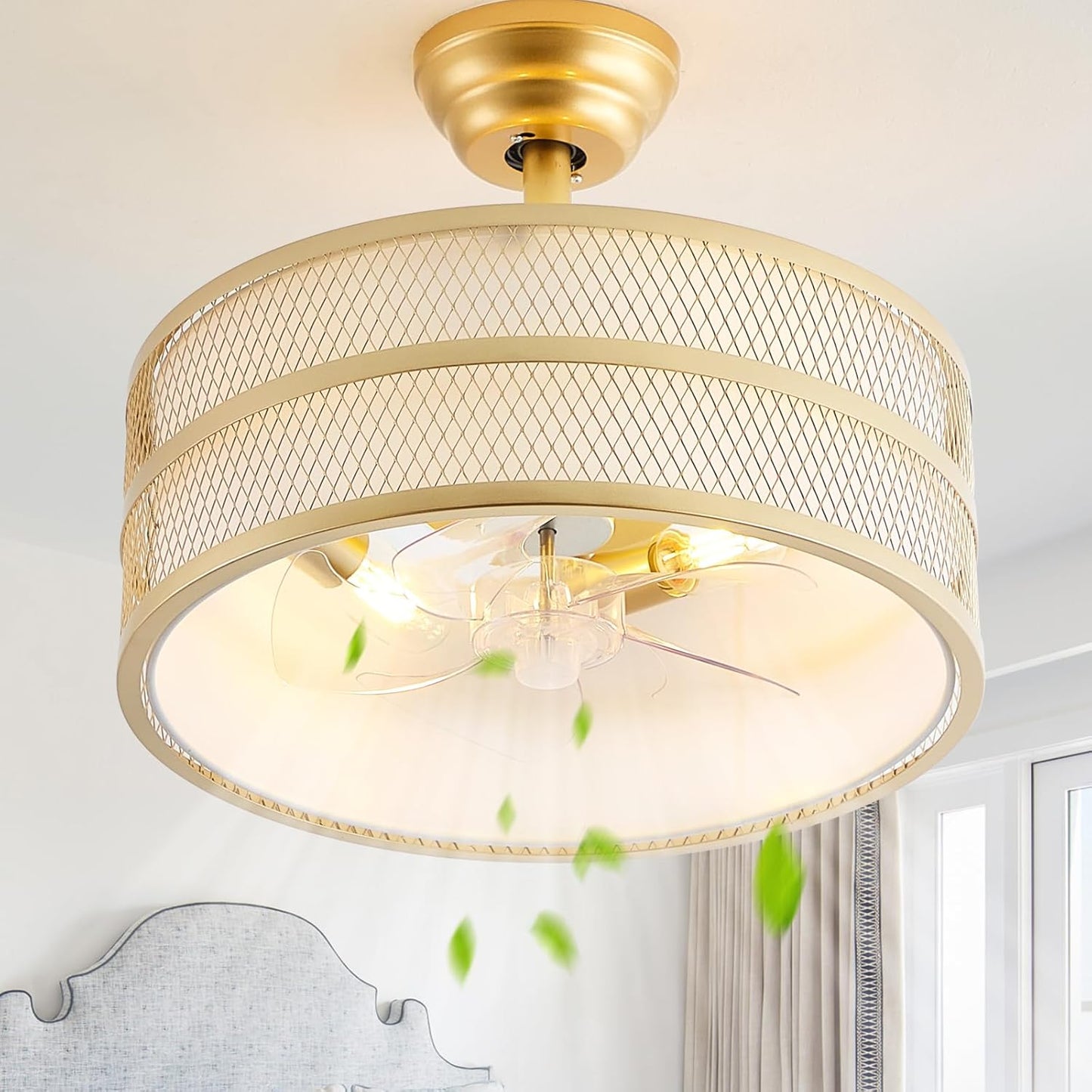 18in Gold Fandelier Ceiling Fan with Light for Cozy Spaces