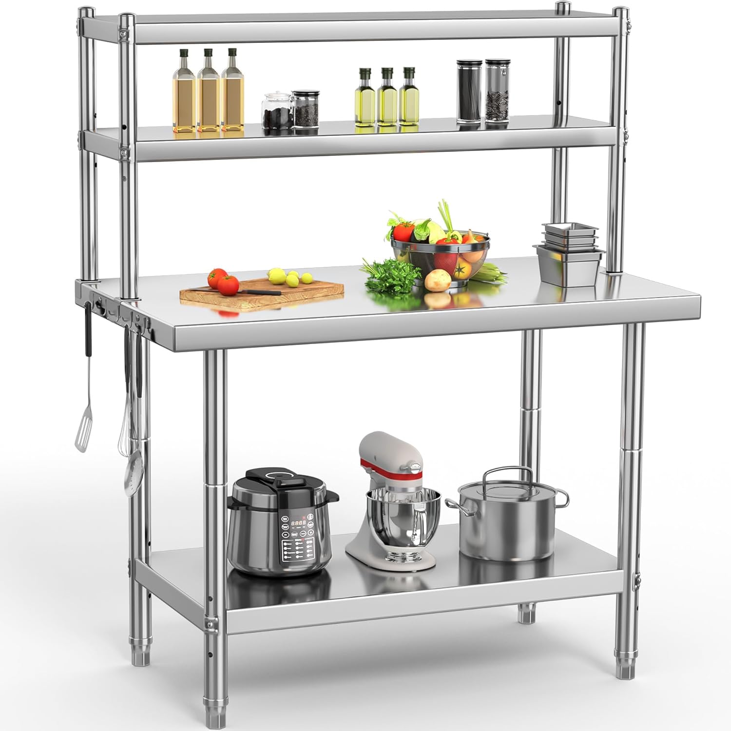 YITAHOME NSF Stainless Steel Table with Overshelves for Versatility