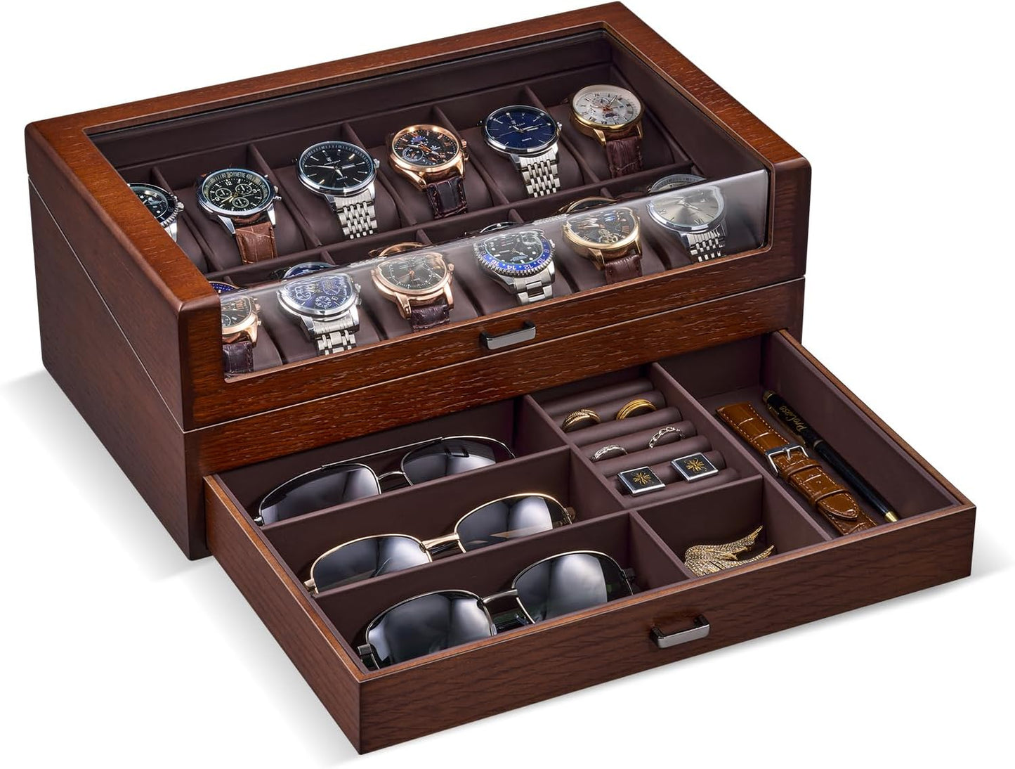 ProCase Wooden Watch Box for Men - Elegant 12 Slot Organizer