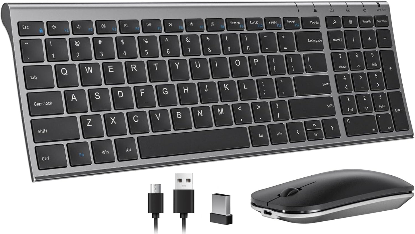 Seenda Rechargeable Wireless Keyboard Mouse: Silent & Sleek Combo