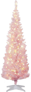 Pre-Lit Slim Noble Fir Artificial Pencil Christmas Tree - Pink