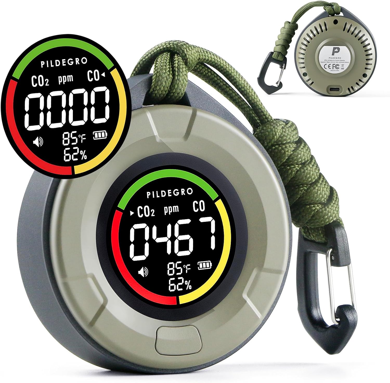 4-in-1 Portable Carbon Monoxide and Carbon Dioxide Detector