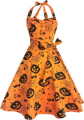 Retro Cocktail Dress with Halter Neck and Polka Dots