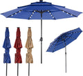OLIXIS 10ft 3-Tier Solar Patio Umbrella - LED Lighted Shade