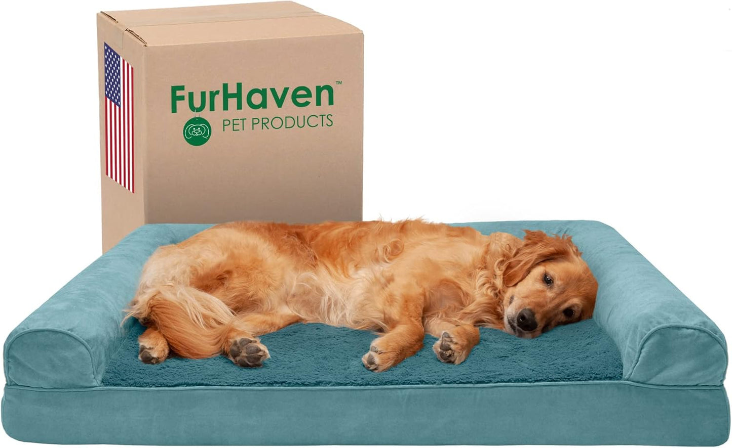 Furhaven Cooling Gel Dog Bed for Large Dogs with Removable Bolsters