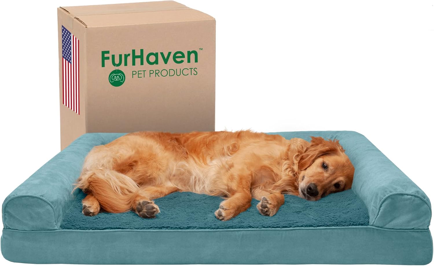 Furhaven Cooling Gel Dog Bed for Large Dogs with Removable Bolsters