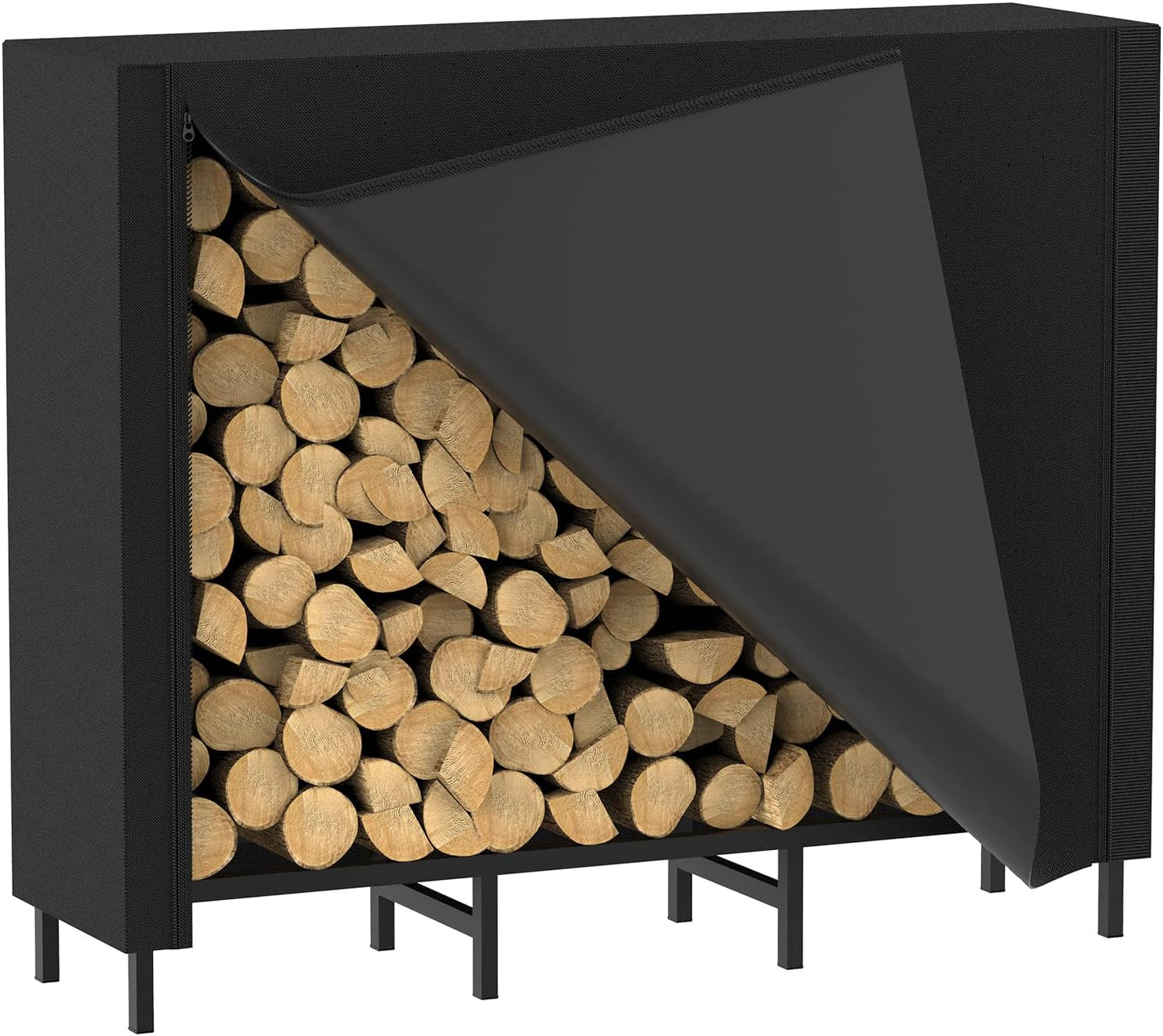 CADUKE 4ft Firewood Rack with Cover for Indoor and Outdoor Use