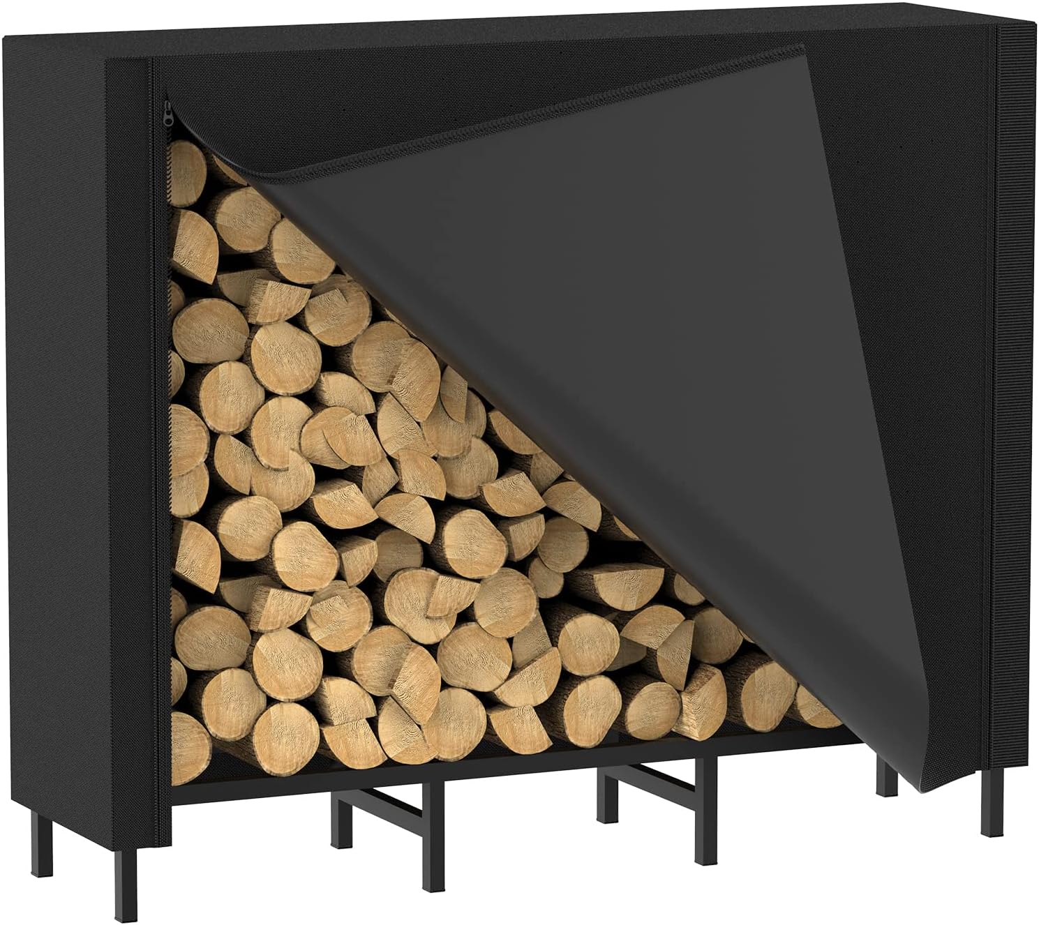 CADUKE 4ft Firewood Rack with Cover for Indoor and Outdoor Use