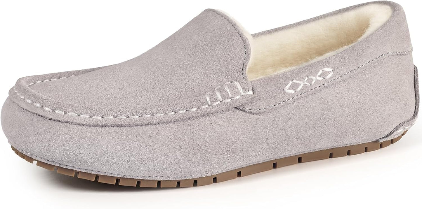 KIDMI Women's Genuine Suede Moccasin Slippers for Cozy Comfort