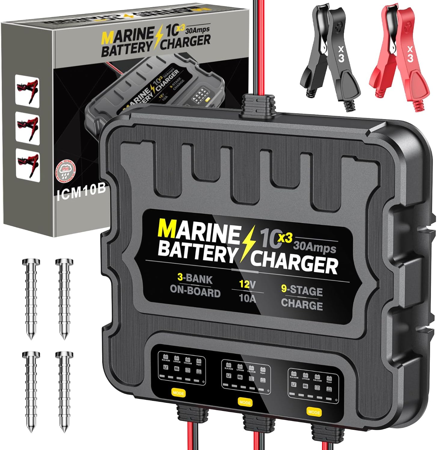 Smart 3 Bank Marine Battery Charger 30A for Lithium and AGM