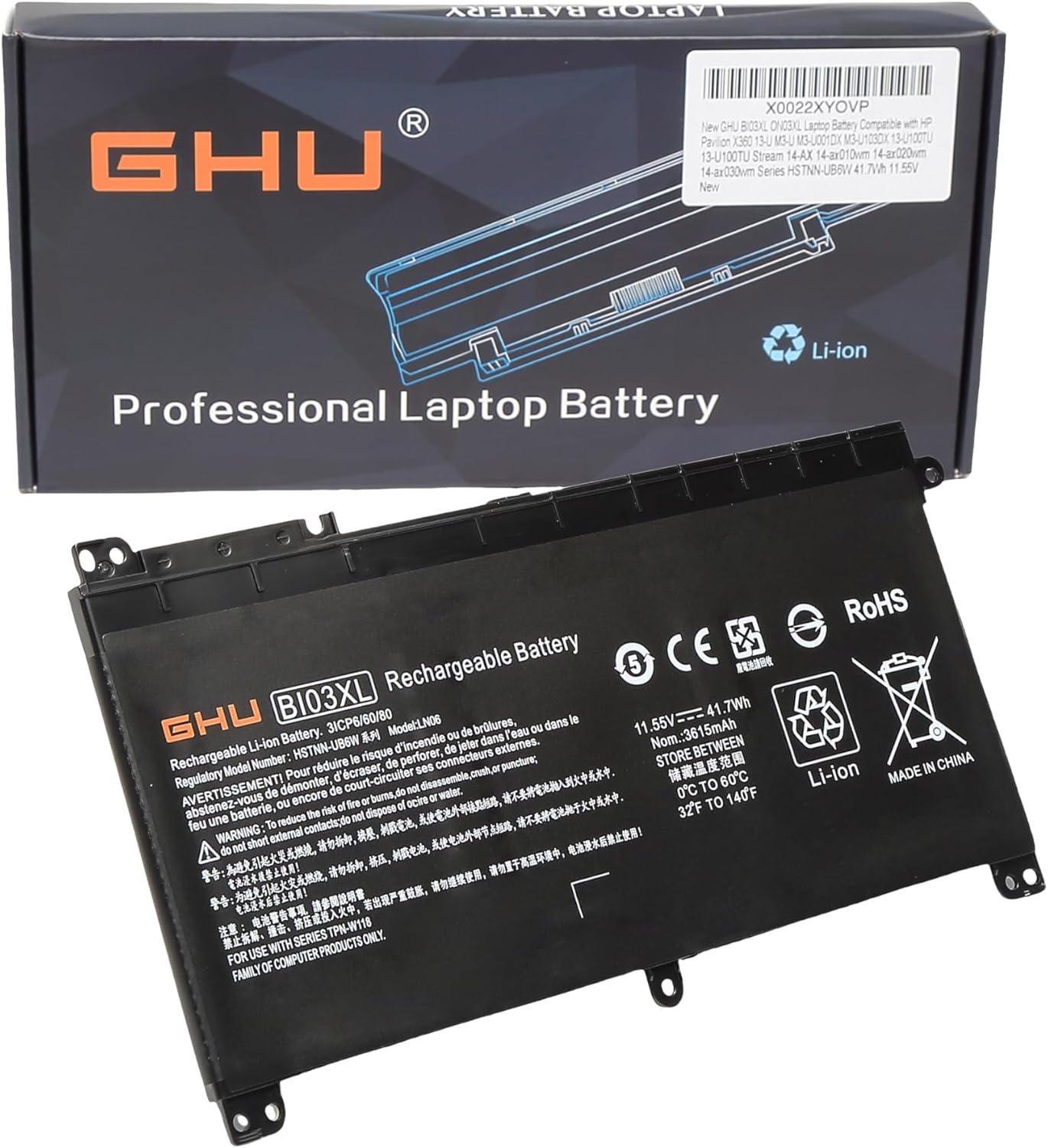 GHU BI03XL ON03XL Laptop Battery for HP Pavilion X360 Series