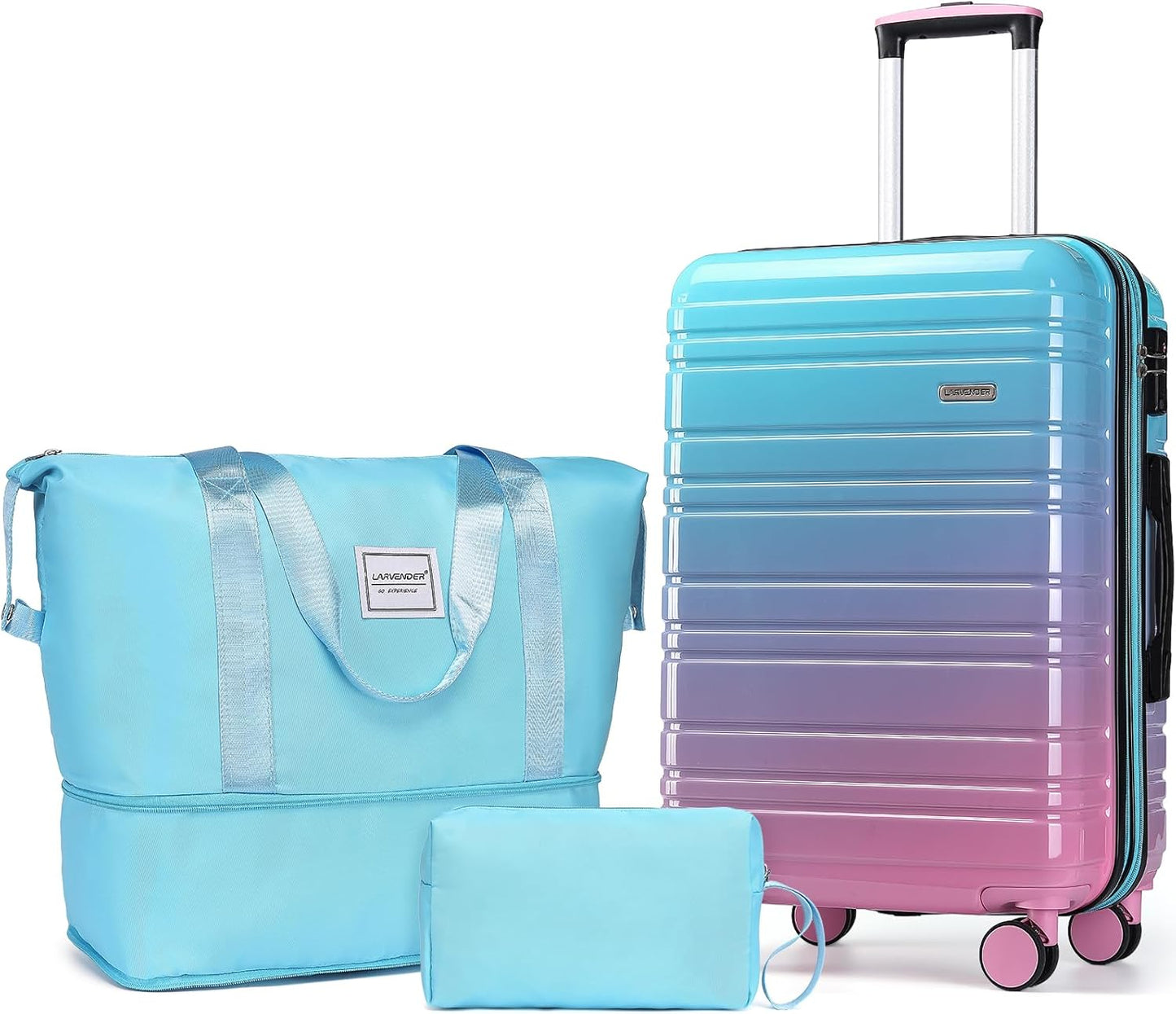 LARVENDER 3 Piece Luggage Set with 20 Inch Carry On Suitcase