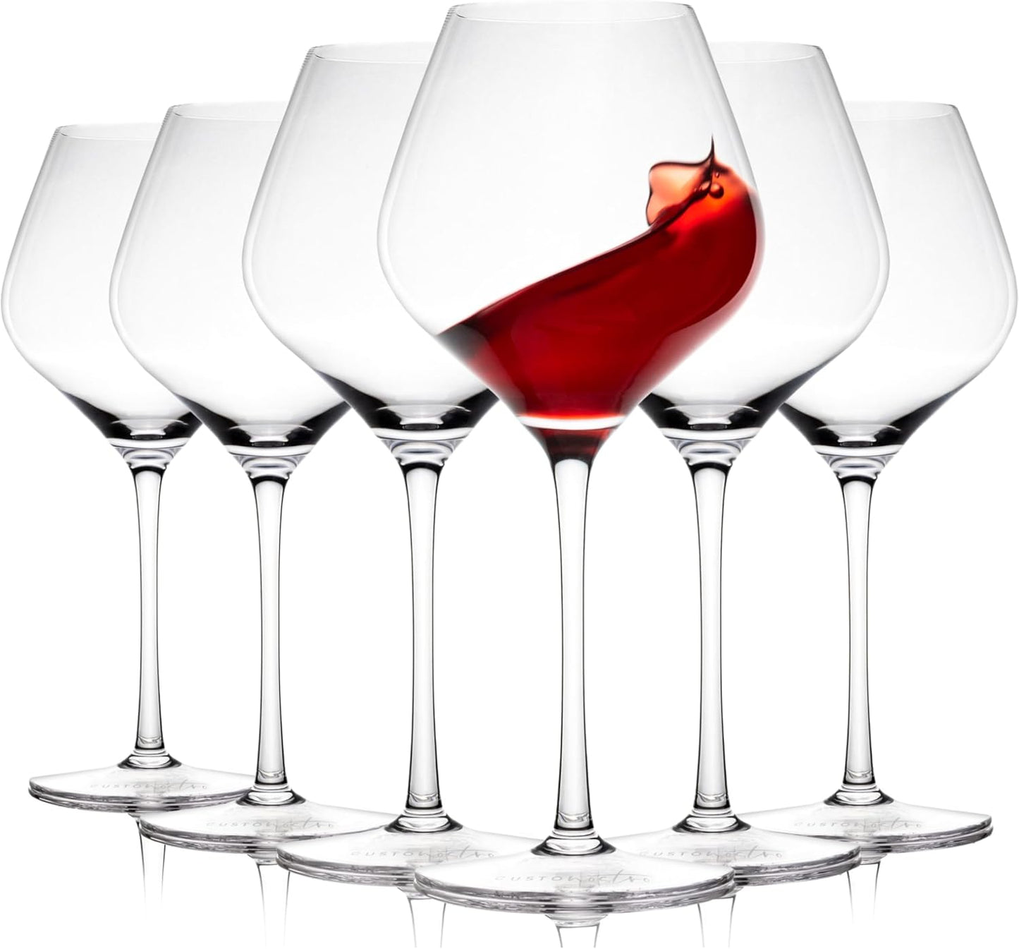 Gusto Nostro Crystal Wine Glasses Set of 6 for Elegant Sipping