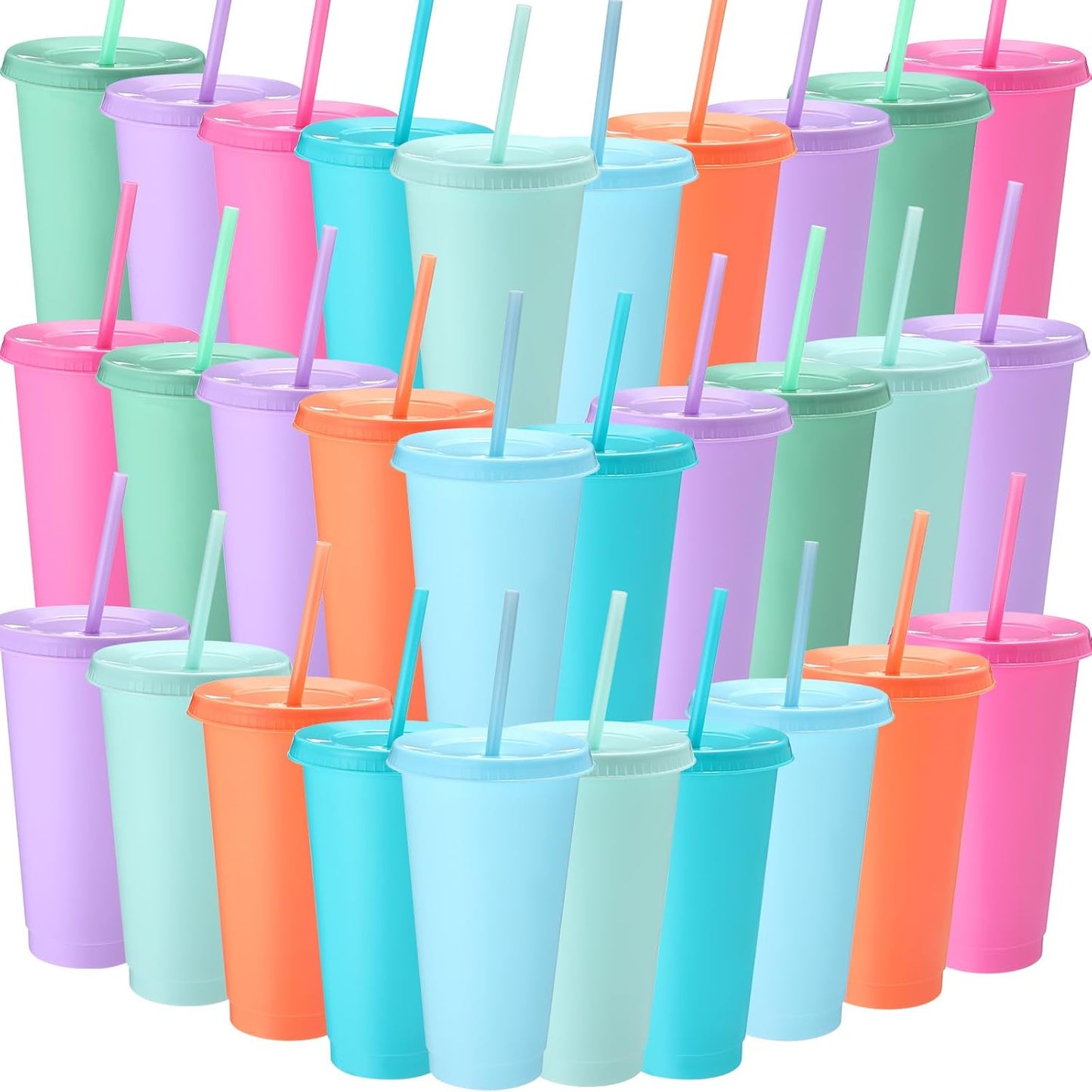 30 Pack Tumbler with Straw and Lid for Iced Coffee and More