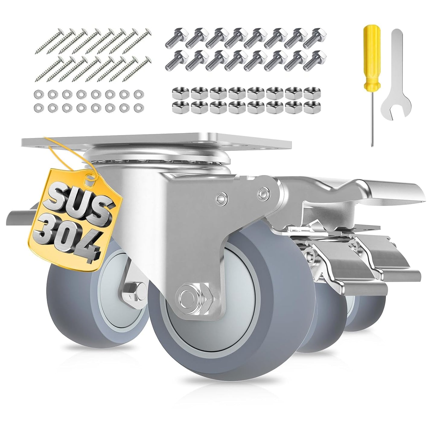 2 Inch Heavy Duty Stainless Steel Caster Wheels for Easy Mobility