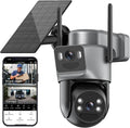 Kurain Solar Security Cameras Wireless Outdoor 6MP Dual Lens - 360 PTZ