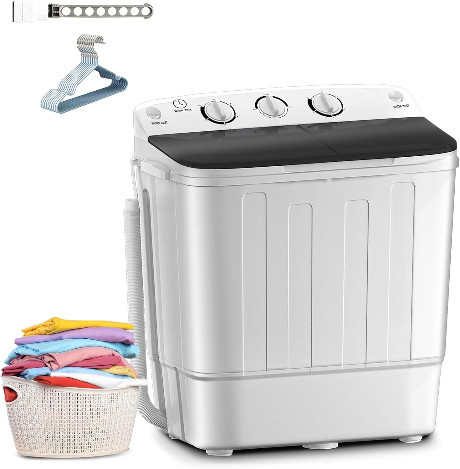 Portable Mini Twin Tub 18lbs Washing Machine for Small Spaces