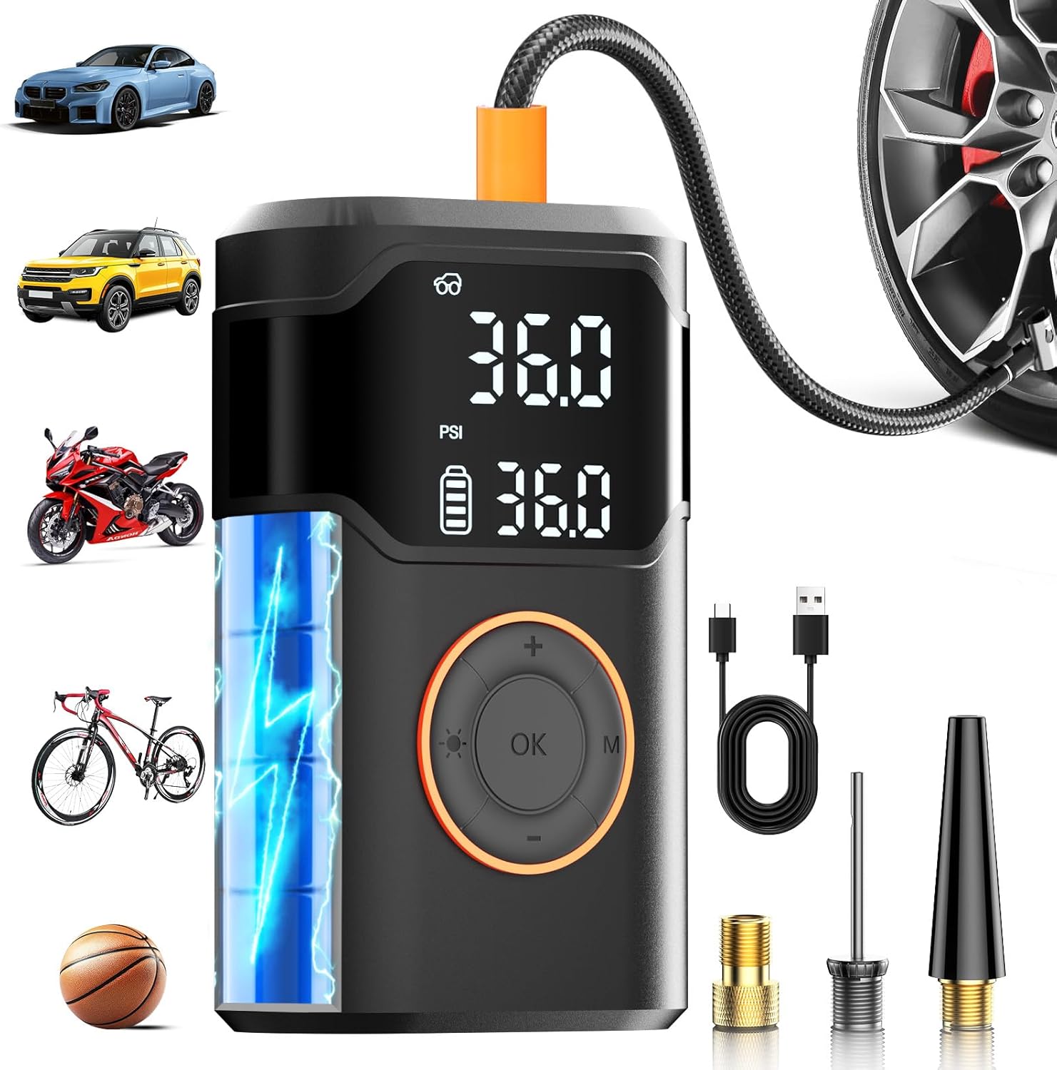 Infloza: Cordless 150PSI Tire Inflator & LED Light