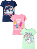 Girls Unicorns, Butterfly Short Sleeve Graphic T-Shirts 3 Pack