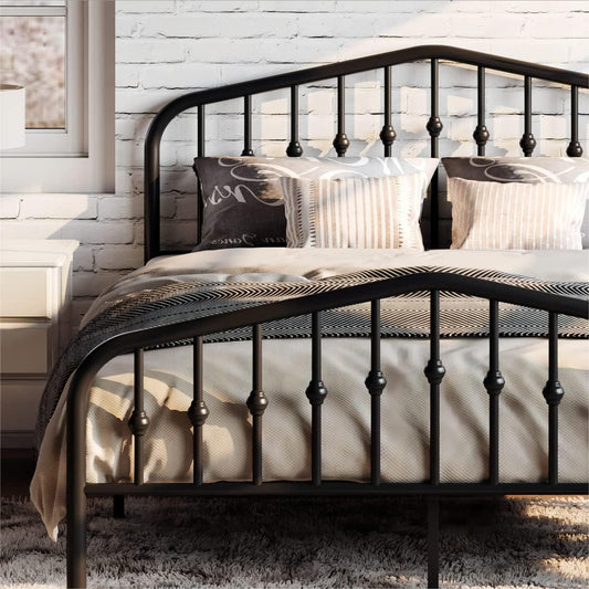 SHA CERLIN Full Size Metal Platform Bed Frame with Victorian Style