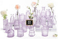 Purple Flower Bud Vases in Bulk 22 Pack - Vintage Mini Glass Vases