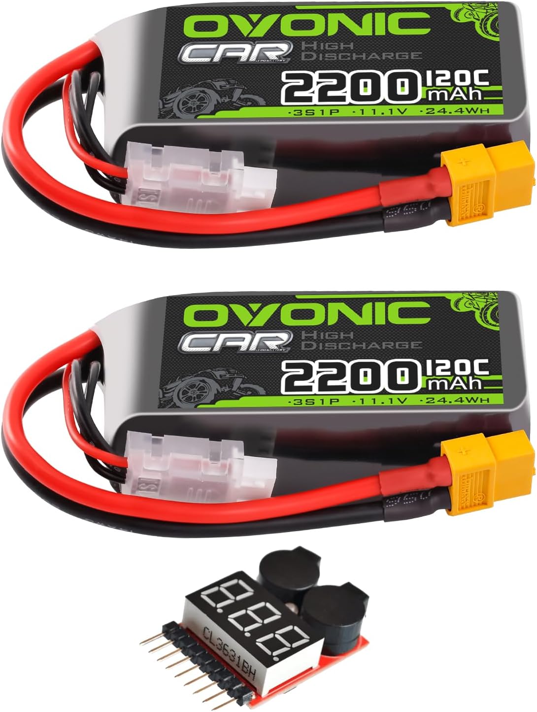 OVONIC 3S Short LiPo Battery 11.1V 2200mAh for RC Vehicles