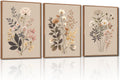 Vintage Flower Framed Canvas Wall Art Set 16x24 - Neutral Wildflowers