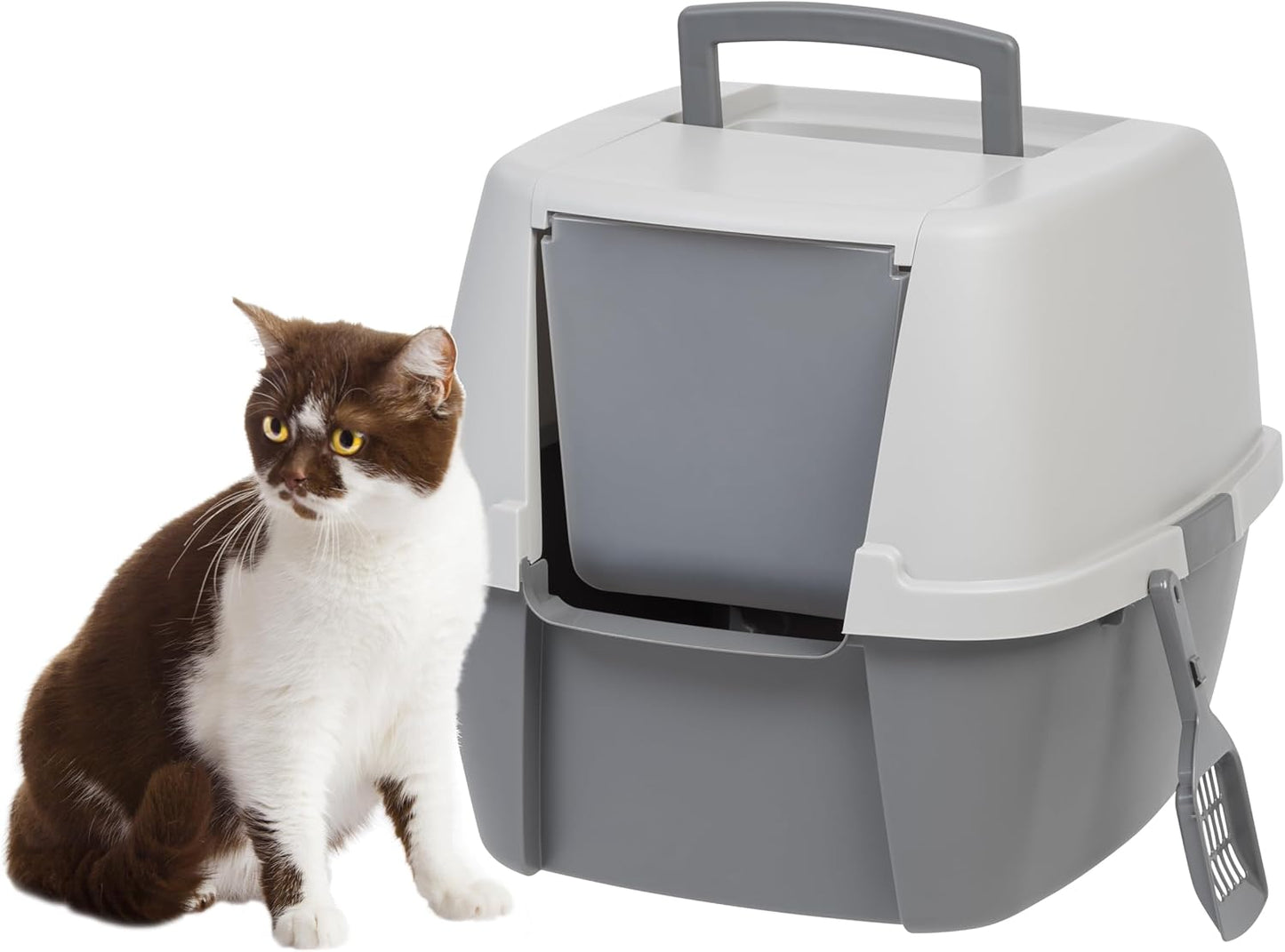 IRIS USA Large Cat Litter Box Enclosure with Front Door Flap