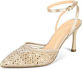 Cienna High Heels Stiletto Pumps - Sparkly Mesh Ankle Strap PIZZ