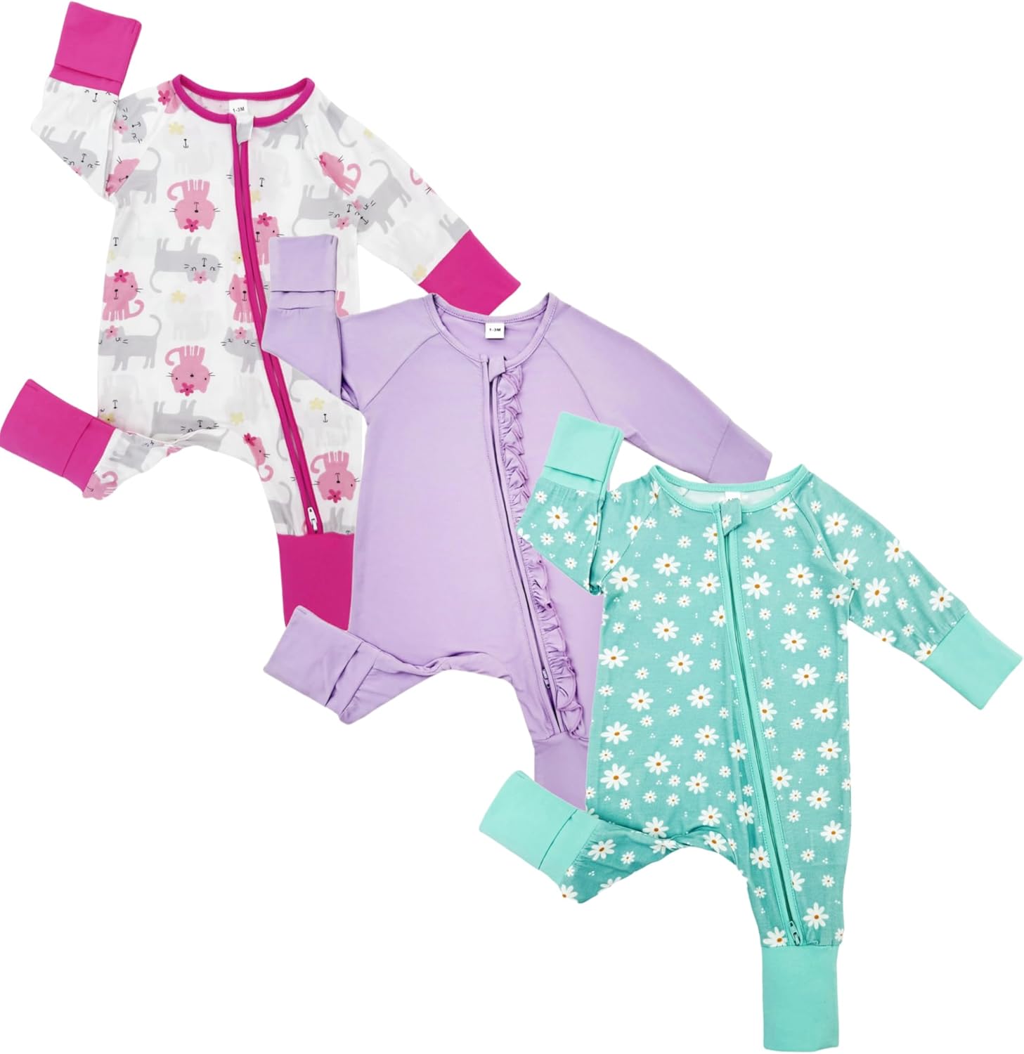 Bow Dream Baby Girl Clothing Footies for Newborns to 24 Months