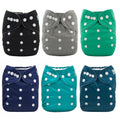 ALVABABY Baby Cloth Diaper 6 Pack with 12 Inserts - Reusable One Size
