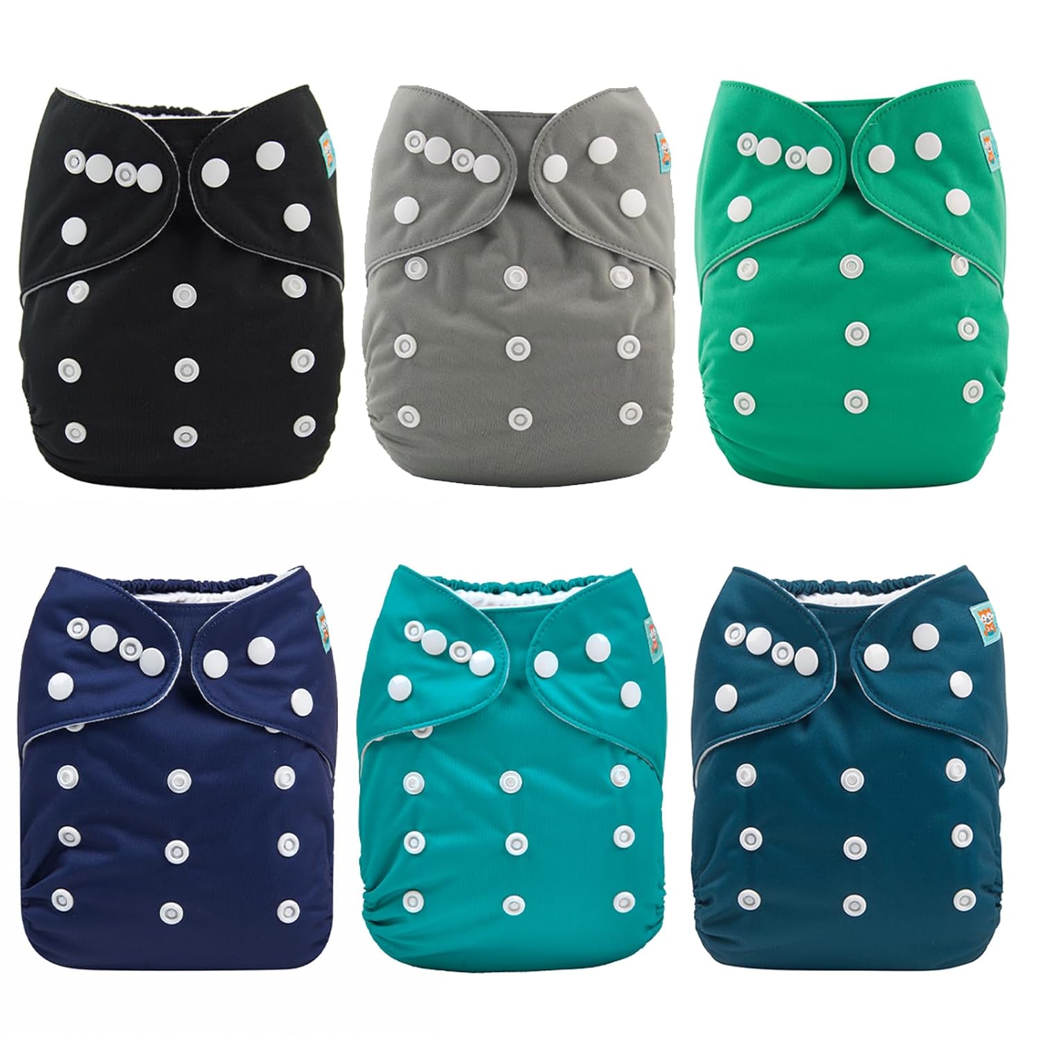 ALVABABY Reusable Cloth Diapers 6 Pack - Adjustable for Girls & Boys
