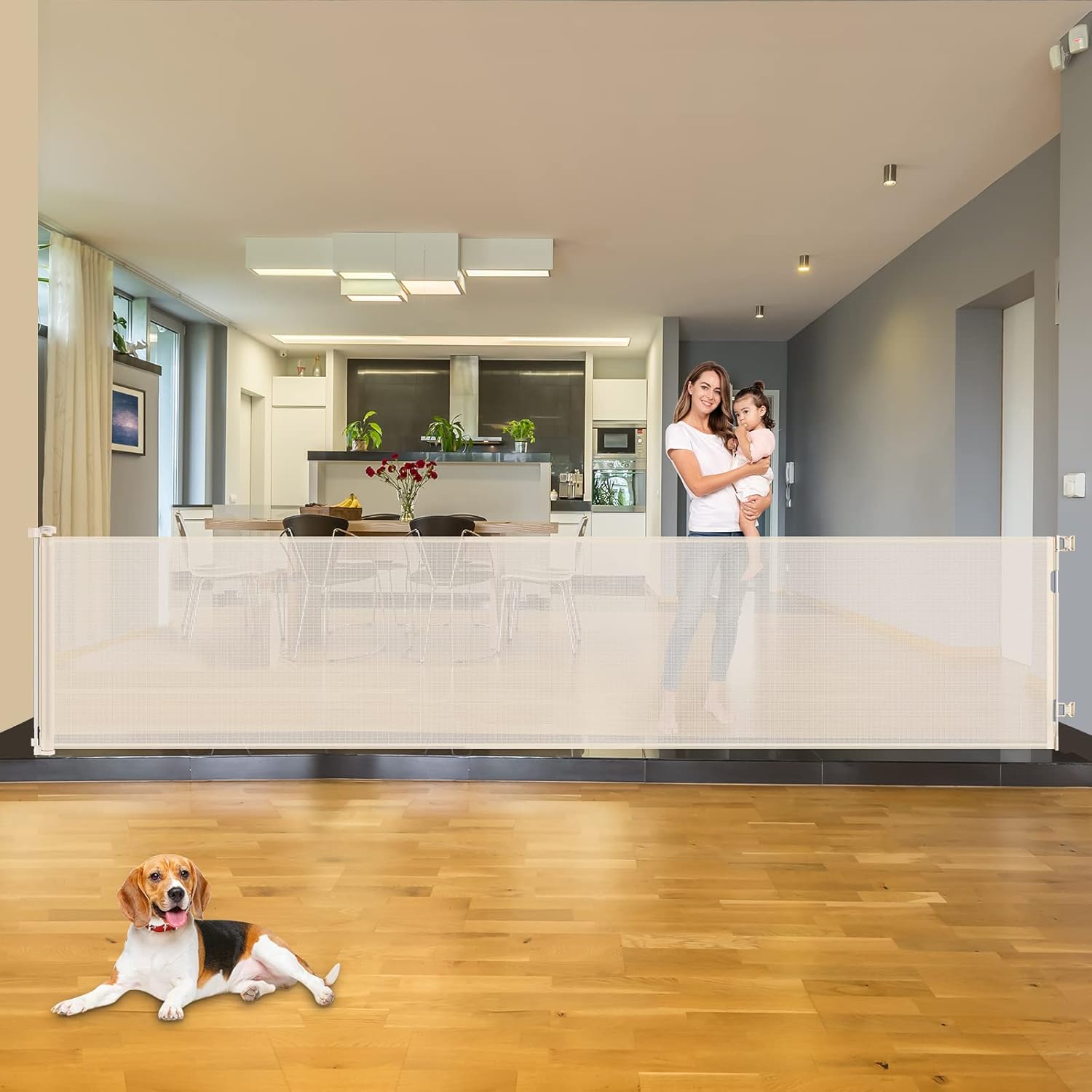 110 Inch Extra Wide Retractable Baby Gate for Large Openings