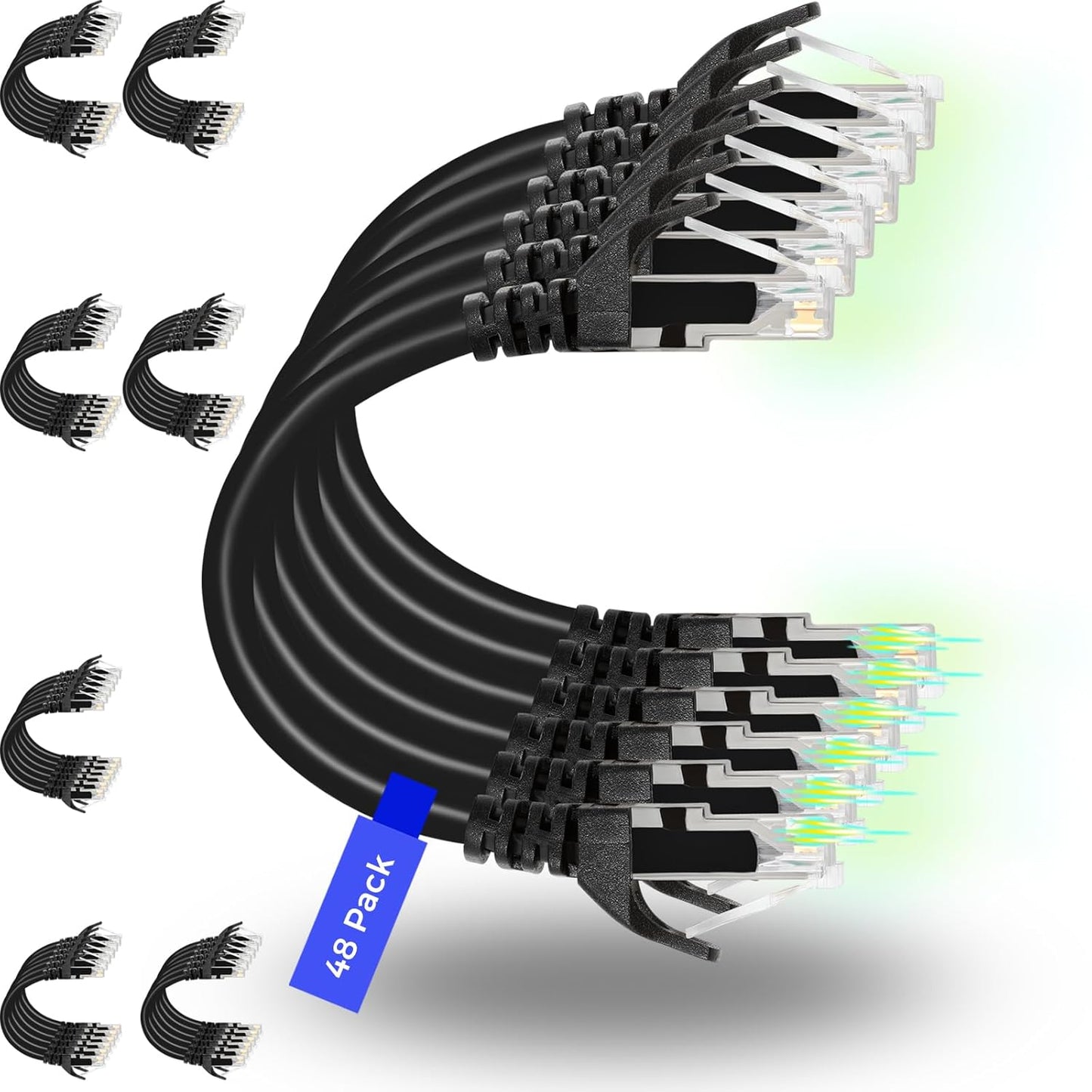 Rapink Cat6 Patch Cables 0.5ft 48 Pack for High-Speed Networking