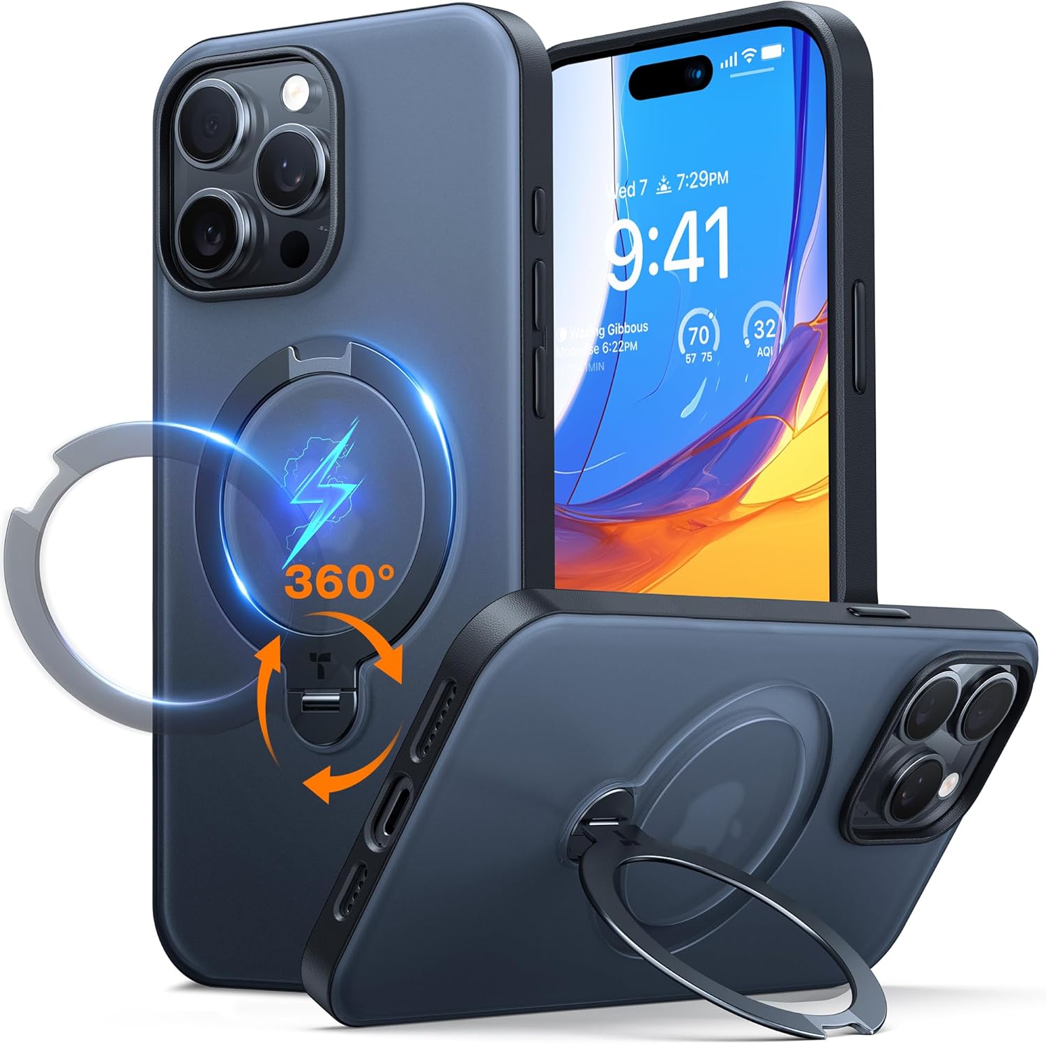 TORRAS Upgraded 360 Spin Magnetic Stand for iPhone 15 Pro Max