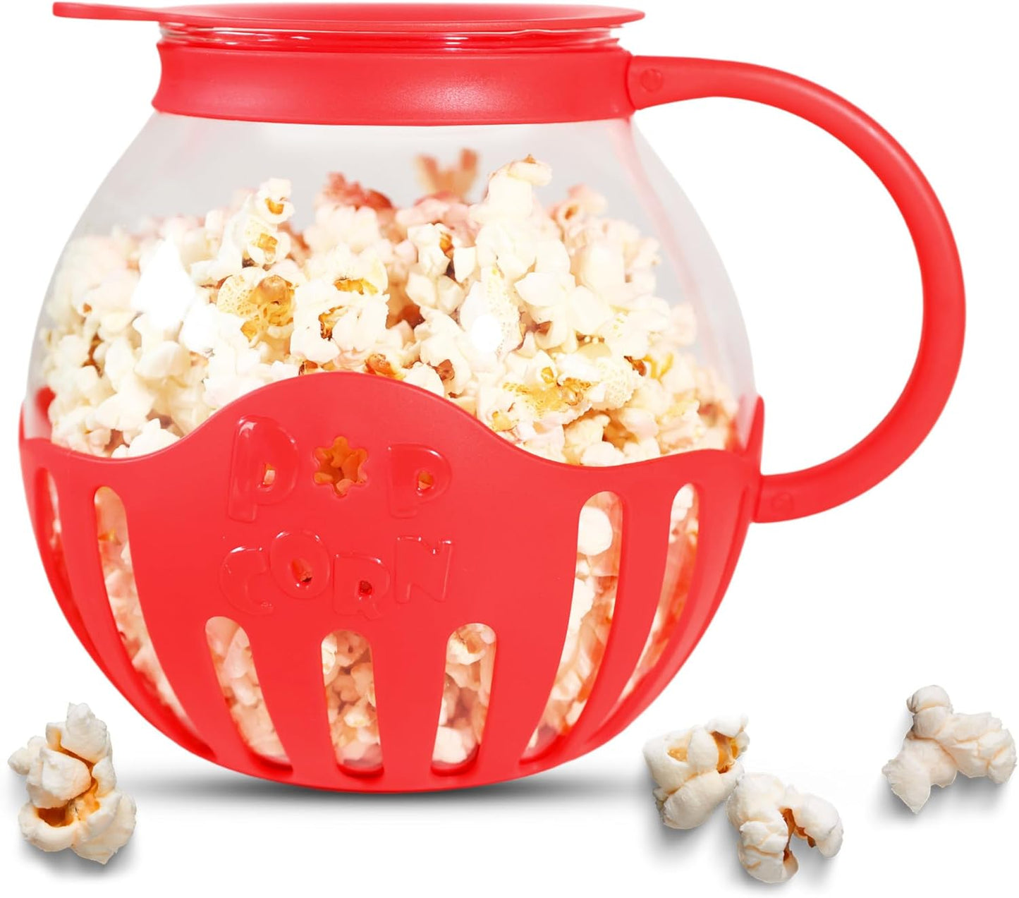 Effortless Homemade Popcorn - BPA-Free Glass - Red