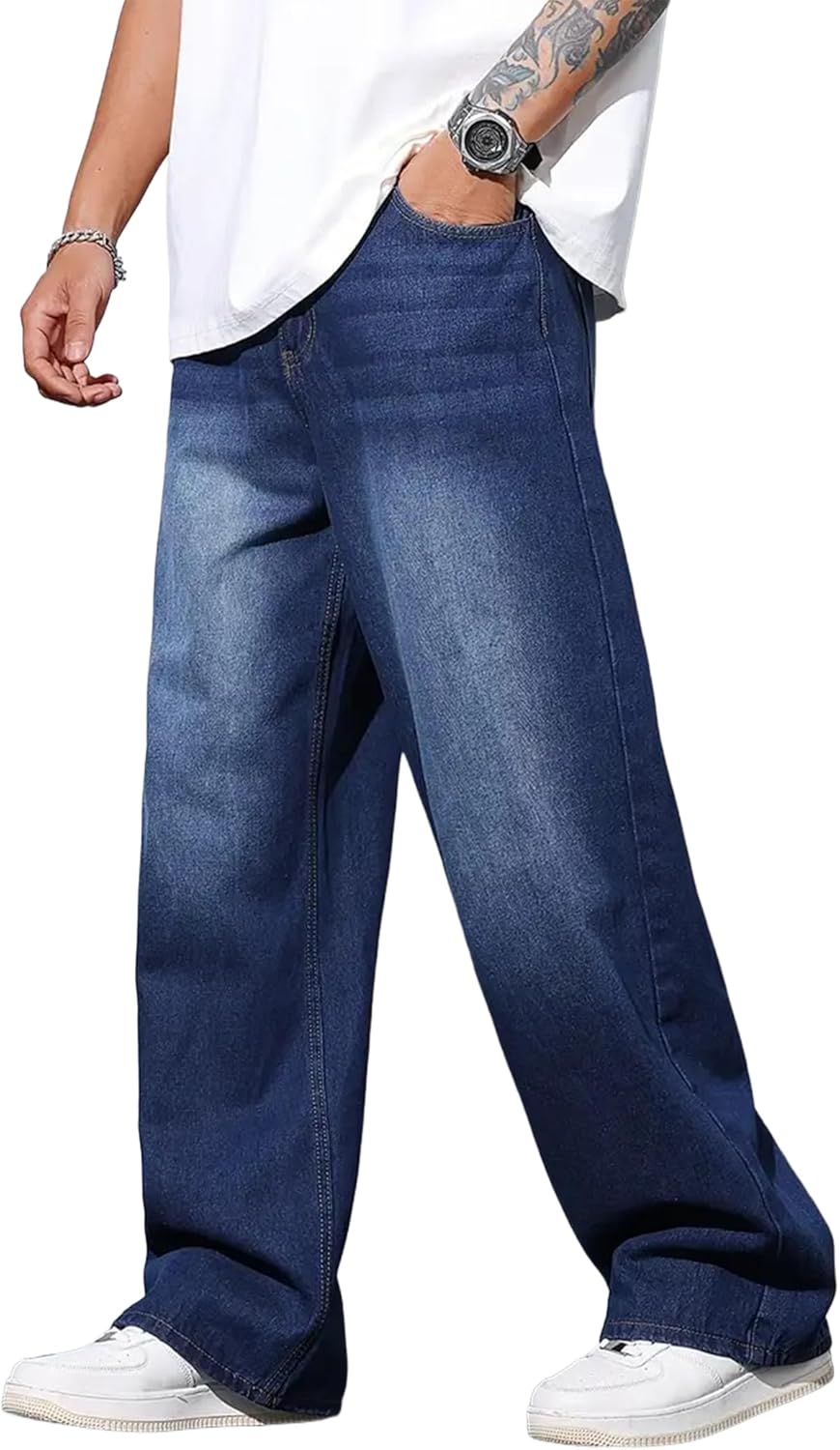 Men's Baggy Jeans Y2K Vintage Wide Leg Denim Pants for Style