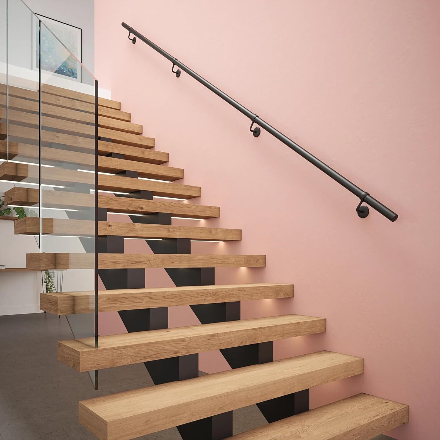 Rothley Industrial Stair Railing Indoor: Sturdy 11.8Ft Handrail