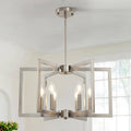 6-Light Modern Metal Geometric Chandelier - Brushed Nickel Dining